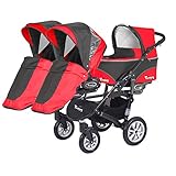 Kinderwagen für Drillinge Säugling und ältere Zwillinge 1 Gondel 3 Sportsitze Trippy Kinderwagen 2in1 - 5